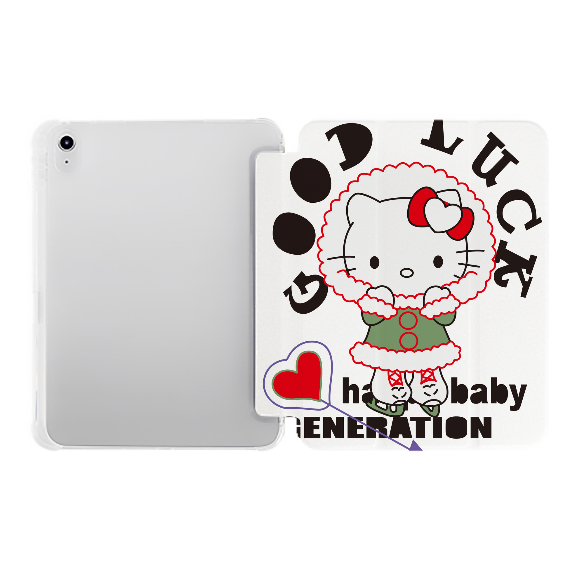 （画像用） Hello Kitty ハローキティ IPad ケース ペン収納付き 三つ折りスタンド PUレザー×シリコン 対応機種9.5/10.5/10.9インチ